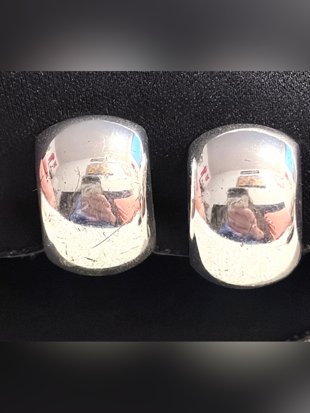 🩶✨Vintage 1990s Signed NJY Silver Tone Chunky Geometric Clip-On Earrings✨🩶